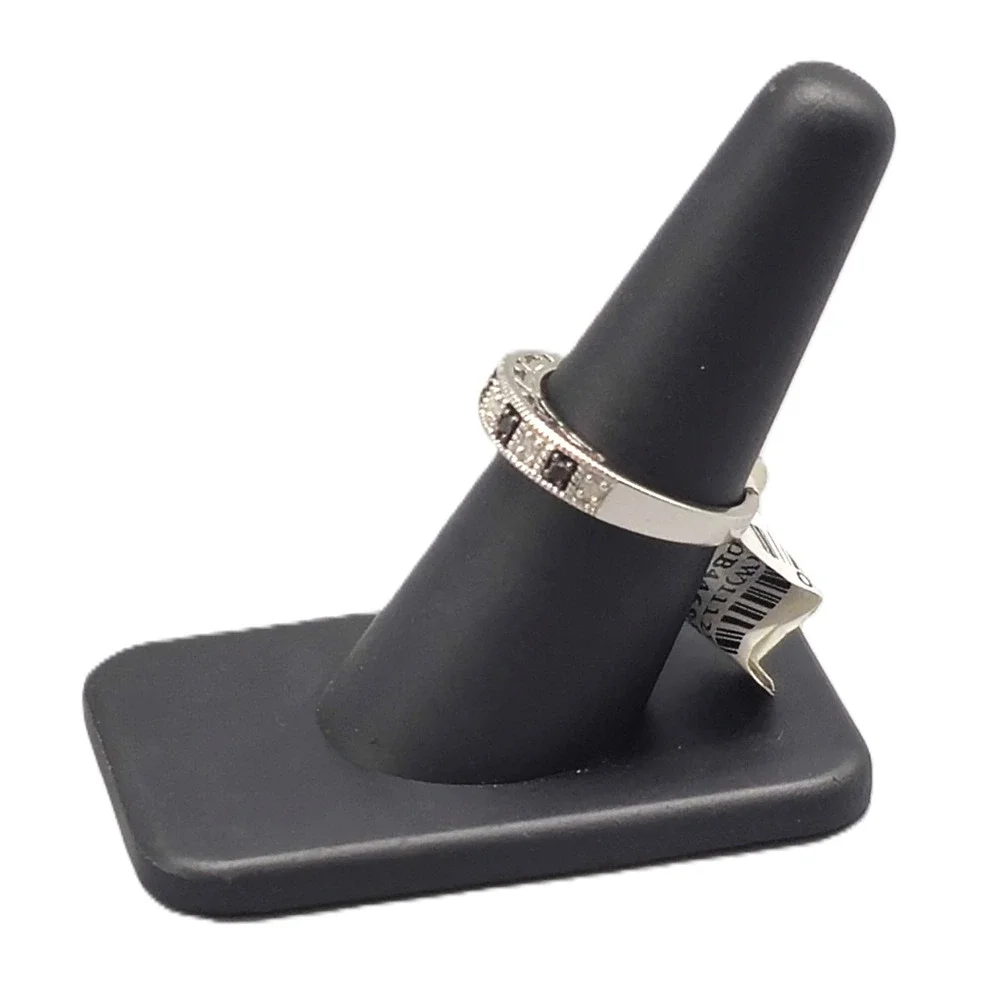 .925 SILVER .12CT BLACK & WHITE DIAMOND RING SIZE 7 3.3G (GNH022612)
